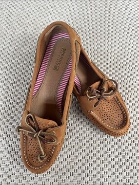 Sperry Women's Cognac Perforated Leather Moccasins